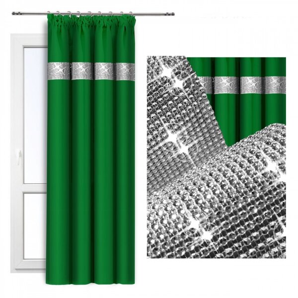 Tenda con nastro e zirconi 140x250 cm verde