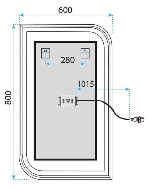 Specchio LED ZONE 80X60 BLACK