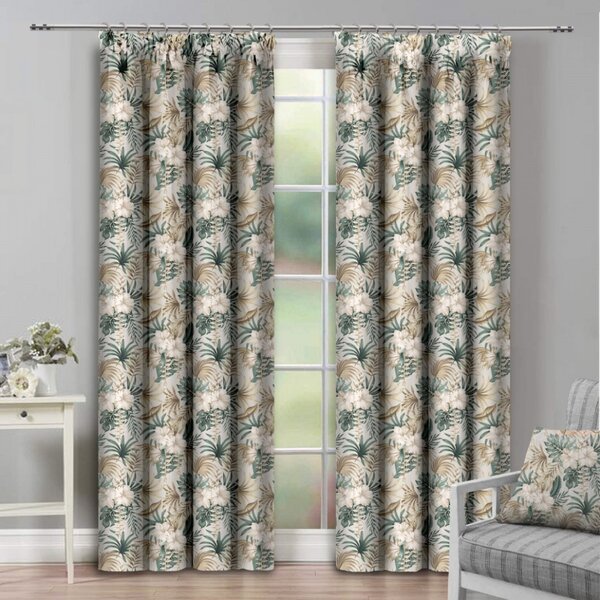 Tenda con nastro 140x250 cm foglie verdi