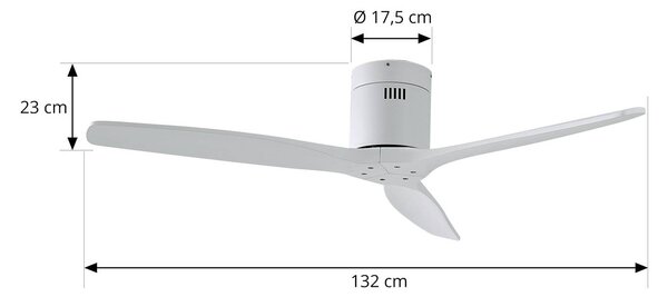 Ventilatore da soffitto Lucande Vindur, bianco, DC, silenzioso Vindur, Bianco / Opale, Soggiorno / Sala da pranzo, Metallo, Moderno