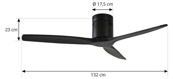 Ventilatore da soffitto Lucande Vindur, nero, DC, silenzioso Vindur, Nero, Soggiorno / Sala da pranzo, Metallo, Moderno