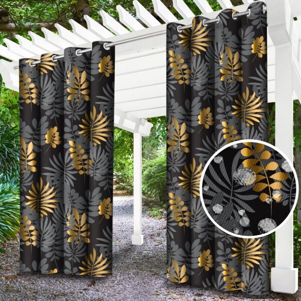 Tenda da giardino su anelli sulla terrazza MIGD276 nero con foglie