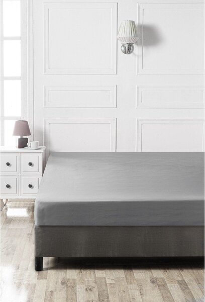 Lenzuolo con angoli in grigio scuro in cotone 140x200 cm – Mijolnir
