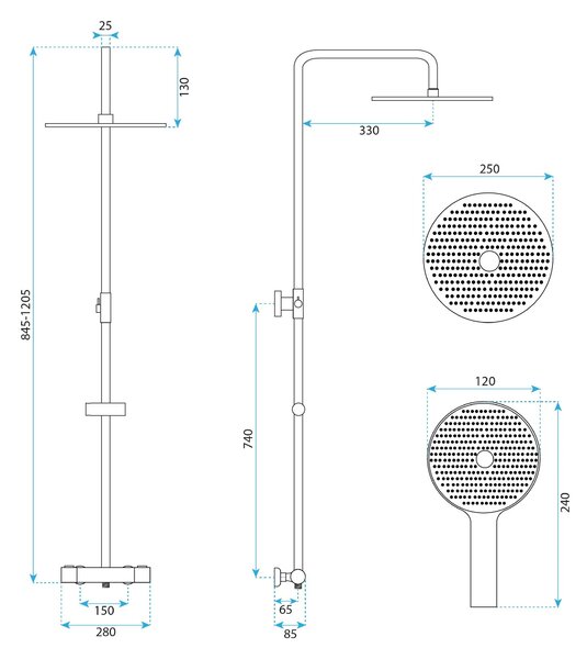 Set Doccia da incasso con Termostatato Drop Titan