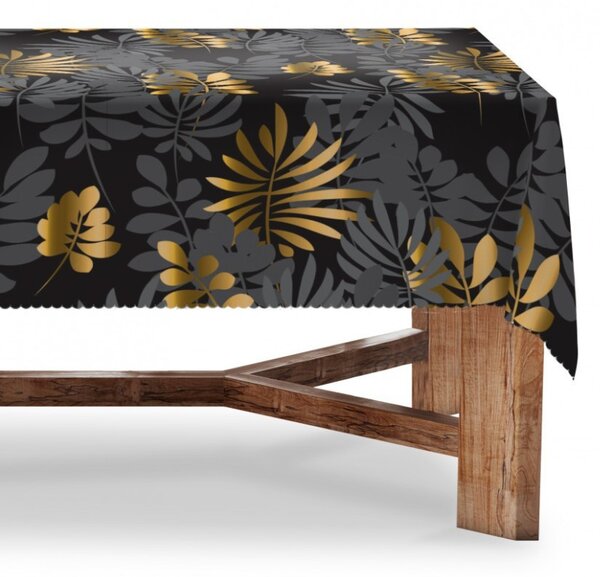 Tovaglia da giardino impermeabile MIGD276 nero con foglie