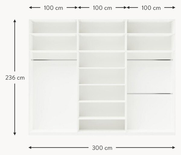 Armadio componibile ad ante girevoli Leon, larg. 300 cm, diverse varianti