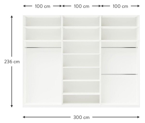 Armadio componibile ad ante girevoli Leon, larg. 300 cm, diverse varianti