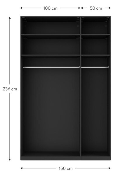 Armadio componibile con ante battenti Leon, larg. 150 cm, in diverse varianti