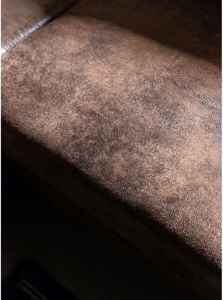 Divano letto vintage in similpelle marrone, angolo sinistro Lofty Lilly - Miuform