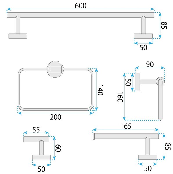Set accessori da bagno GRID Titan 4 pezzi