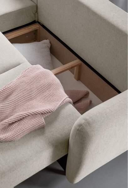 Divano letto angolare beige, angolo sinistro Scandic Lagom - Miuform
