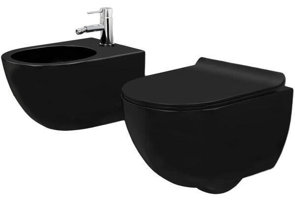 Set vaso WC CARLO Mini Black Mat + Bidet Carlo Black