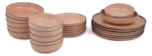 Set di piatti in porcellana rosa da 24 pezzi Pearl - Kütahya Porselen