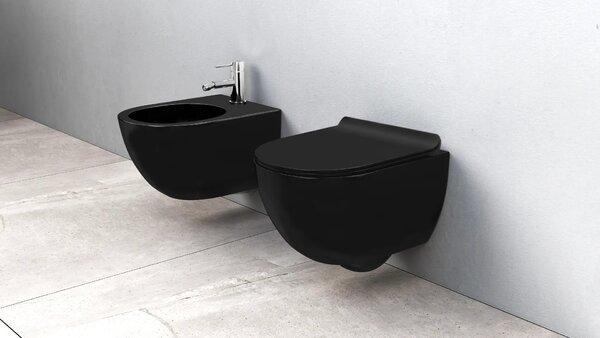 Set vaso WC CARLO Mini Black Mat + Bidet Carlo Black