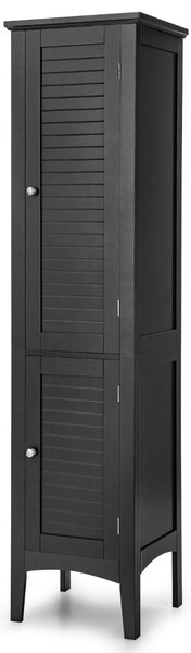Costway Mobile bagno alto con 2 ante 5 vani, Colonna bagno da terra salvaspazio 37x37x160cm Nero