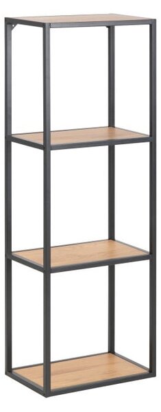 Libreria da parete nera-color legno naturale effetto rovere 37x108 cm Seaford - Actona