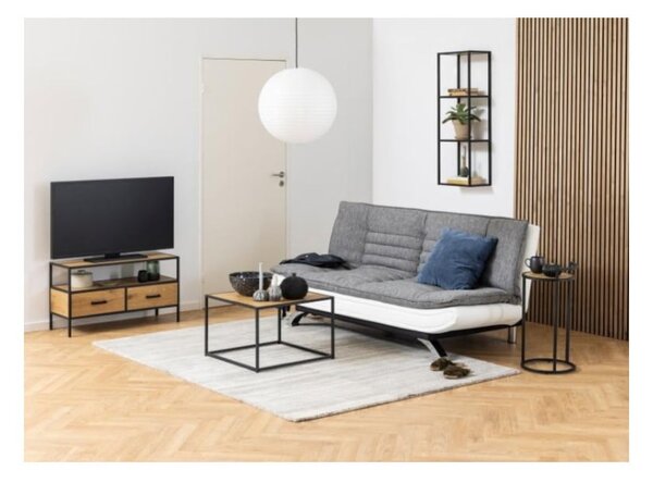 Libreria da parete nera-color legno naturale effetto rovere 37x108 cm Seaford - Actona