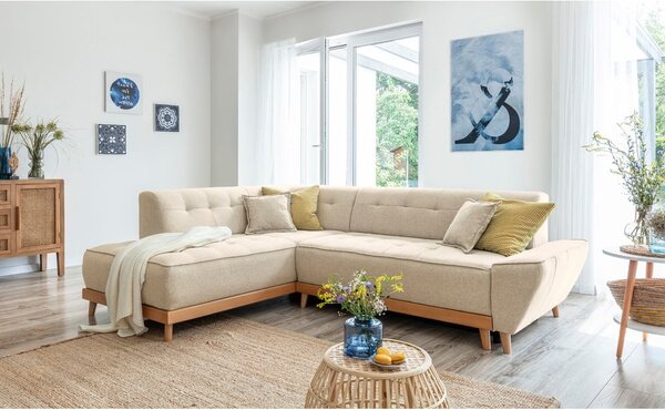 Divano letto angolare beige (angolo sinistro) Dazzling Daisy - Miuform