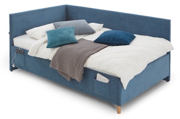 Letto da bambini con sponde blu imbottito con contenitore con rete inclusa 120x200 cm Cool – Meise Möbel