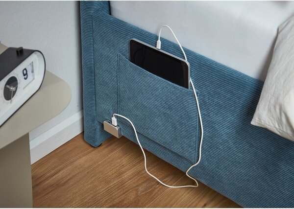 Letto da bambini con sponde blu imbottito con contenitore con rete inclusa 140x200 cm Cool – Meise Möbel