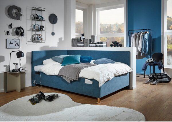 Letto da bambini con sponde blu imbottito con contenitore con rete inclusa 140x200 cm Cool – Meise Möbel