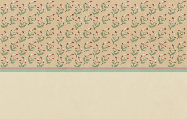 Carta da parati Motivo di fiori e foglie su sfondo beige, Carta da parati Floreale, Carta da parati popolare, t00796 - Tapeko.it