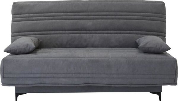 Divano a 3 posti, modello "Clic Clac", rivestito in tessuto color grigio medio, stile moderno, dimensioni: lunghezza 199 cm x profondità 9 cm