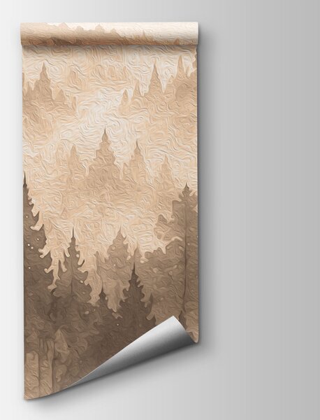 Carta da parati Paesaggio montano nebbioso con alberi e un fiume, Carta da parati Natura, Carta da parati popolare, t00800v1 - Tapeko.it
