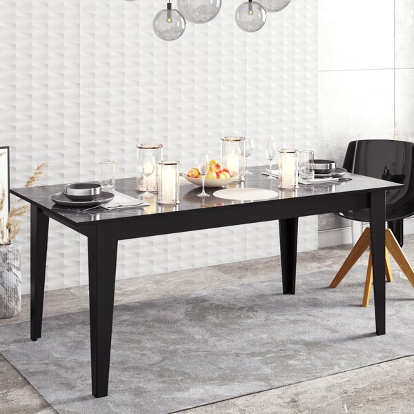 Skye Decor, Polka- Polka SHS, nero, tavolini da salotto, 76,8x180x90 cm, pannello truciolare rivestito al 100% in melamina
