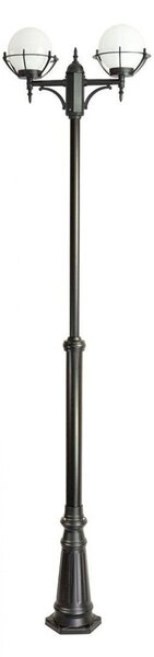 Lanterna da giardino 280 cm 2x bianco o fumé 20 cm 2xE27 nero IP43 SU-MA Sfere OGMWN 2 KPO