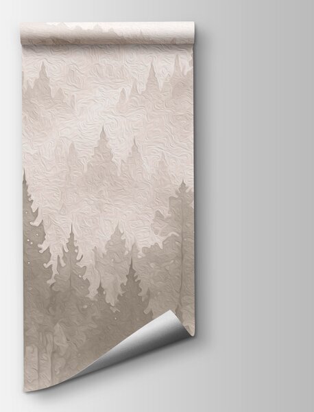 Carta da parati Paesaggio montano nebbioso con alberi e un fiume, Carta da parati Natura, Carta da parati popolare, t00800v3 - Tapeko.it