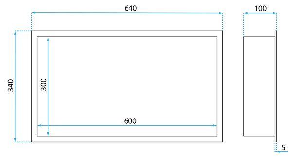 MENSOLA BAGNO LED 30x60 black