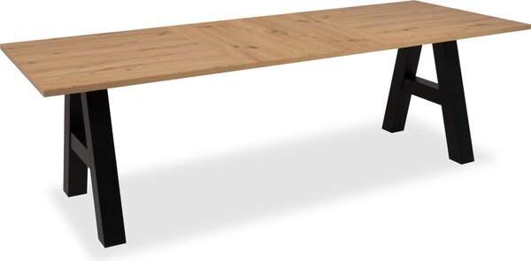 Tavolo da pranzo allungabile GRANADA - 2 allunghe 40 cm - 157/197 x 90 x 75 cm - rovere/nero
