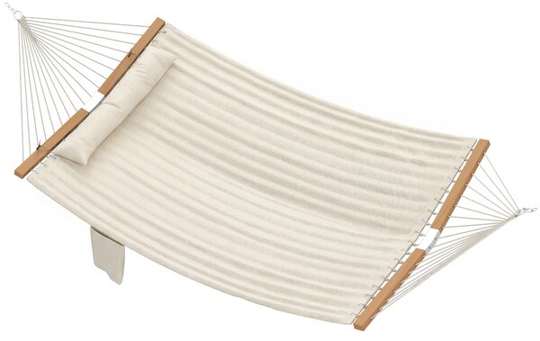 Outsunny Amaca da Giardino con Cuscino e Tasca, in Poliestere con Barre di Legno, 325x140x2.5 cm, Bianco Crema | Aosom Italy