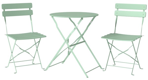 Outsunny Bistrò Set Giardino: Tavolo Rotondo e Sedie Pieghevoli per 2, Verde Chiaro. | Aosom Italy
