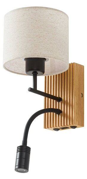 Applique da parete Lucande, Lieske, Beige, Soggiorno, Tessuto / Tessile, Moderno