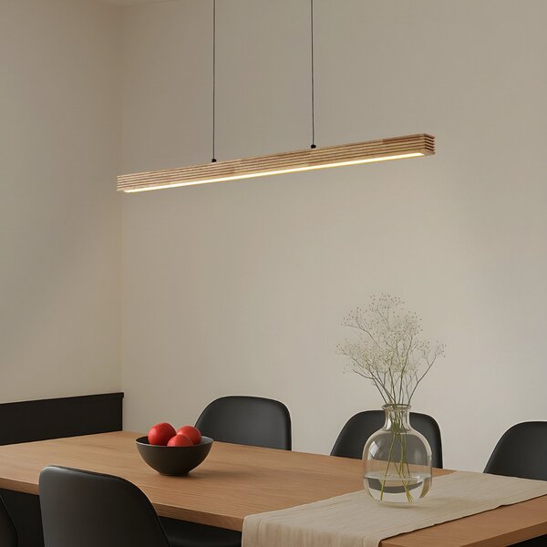 Lampada a sospensione Lucande, Emara, dimmerabile, Legno, Sala da pranzo, Legno, Design
