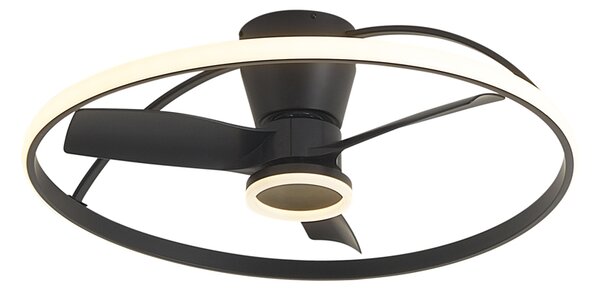 Ventilatore da soffitto nero con LED e telecomando - Steer