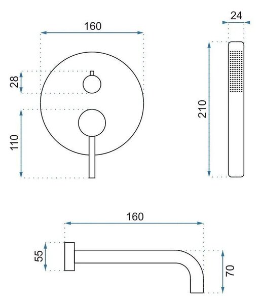 Rubinetto da vasca Rea Lungo Titan + Box