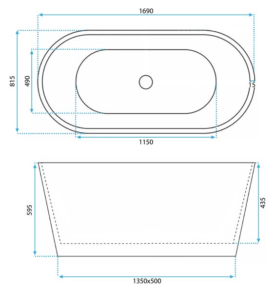 Vasca da bagno freestanding in acrilico GAJA 170