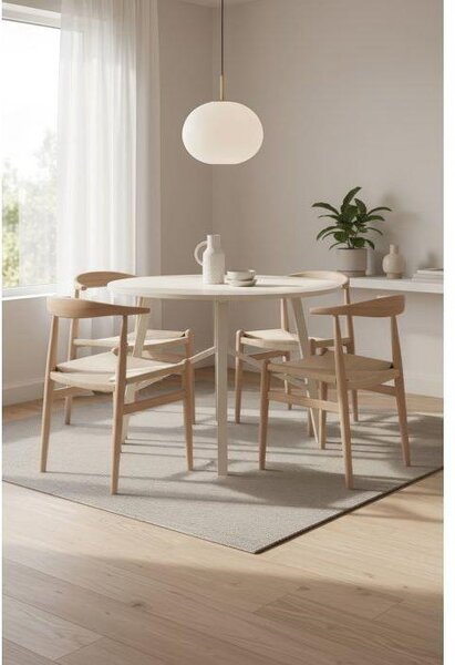 Tavolo da pranzo ELURU beige, rotondo, Ø 100 x 76 cm, per 4 persone – piano in MDF con gambe in metallo