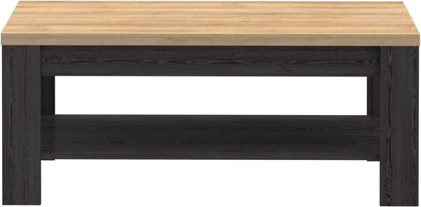 Tavolino - Rettangolare - Rovere nero e rovere beige - BOHOL - L 100 x P 60 x H 45,7 cm - 2 ripiani