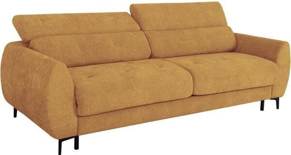 Divano Express - 2/3 posti - SAFIA - tessuto waffle - ocra - materasso 15 cm - 206 x 105 x 76/94 cm - DUNLOPILLO