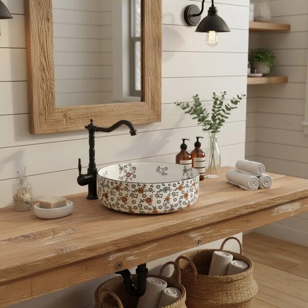 Lavabo da appoggio Rea Stefania Fiori