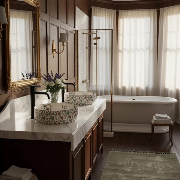Lavabo da appoggio Rea Stefania Fiori