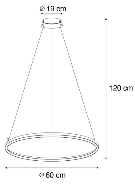 Lampada a sospensione intelligente nera 60 cm con LED e RGBW - Girello