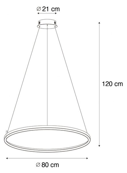 Lampada a sospensione intelligente nera 80 cm incl. LED e RGBW - Girello