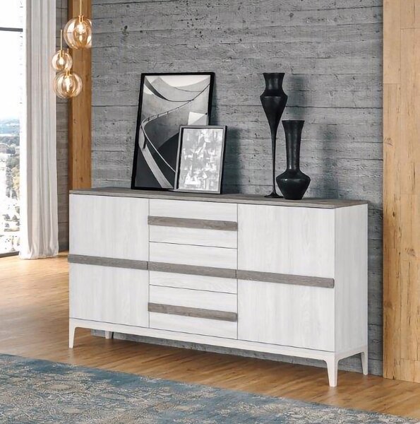 Credenza 2 ante+ 3 cassetti Ice bianco ghiaccio