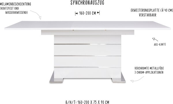 Tavolo estraibile Intertrade bianco; 001639