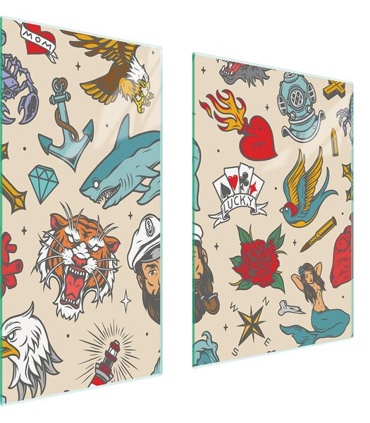 Piastre copri fornelli 2 pezzi 75x52 Vetroceramica copri piano cottura tagliere vetro storia bambino